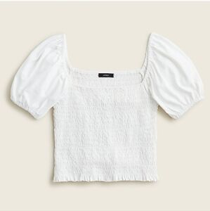 J. Crew Women's White Smocked Puff Sleeve Shirt Size Medium.Fit to True size.